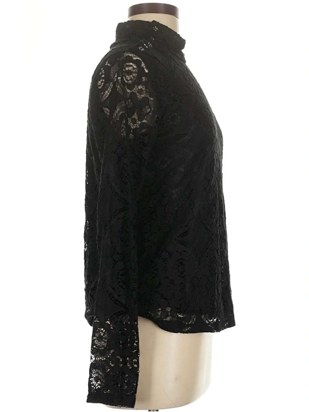 Anthropologie Maeve Black Lace Mock-Neck Top M